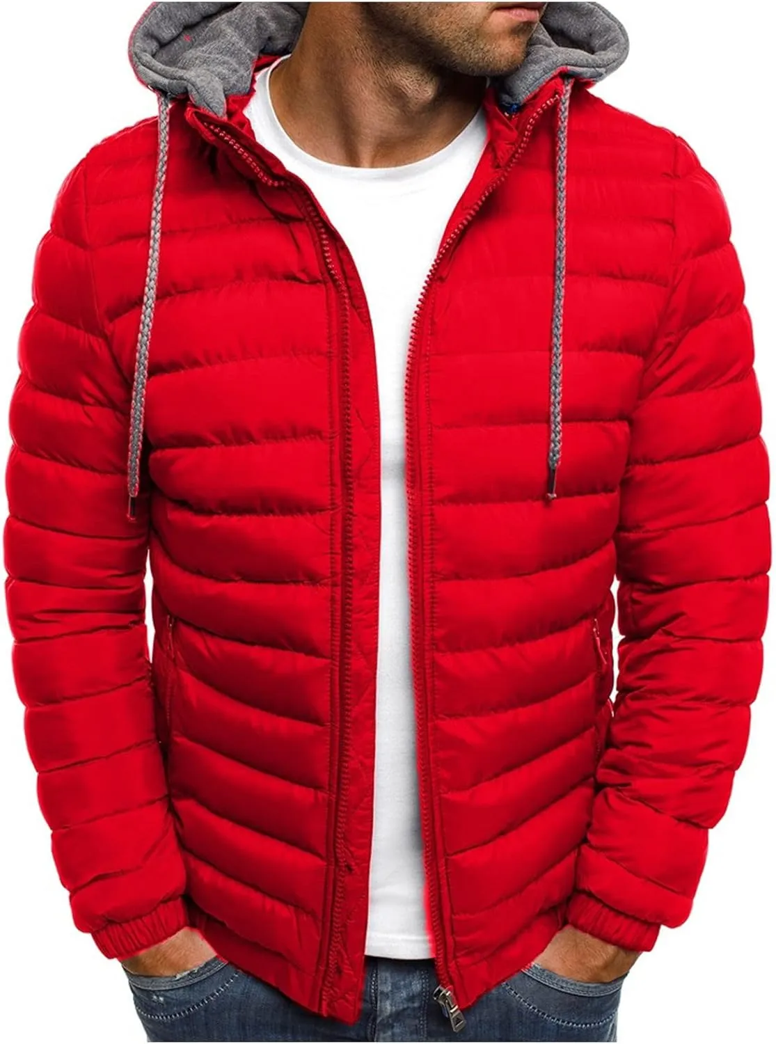 Winter Coats for Men Lightweight Puffer Jacket Zip Up Padded Coat Packable Down Jacket Quilted Insulated Jackets