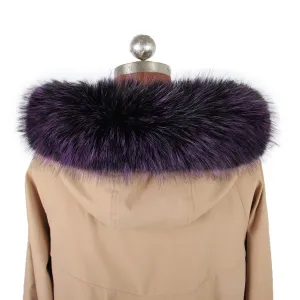 Winter Faux Fur Collars Warm Scarf Fake Skin Thick Collar For Women Down Coat Detachable Soft Plush Collars Accessories (Dark purple)