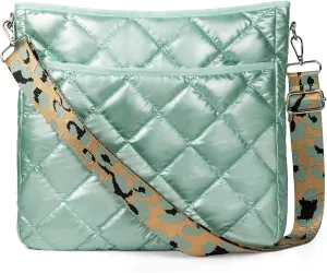 WiseBoy Quilted Crossbody Bag, Puffy Crossbody Purses with Wide Strap, Cotton Quilted Shoulder Bags for Women