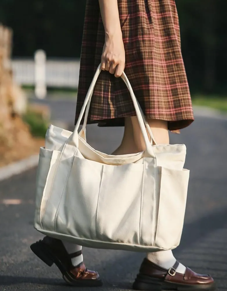 Women Canvas Tote Bags Large Shoulder Hobo Bags Handbags Purse Satchel Purses Multi-pockets Casual Work Bags