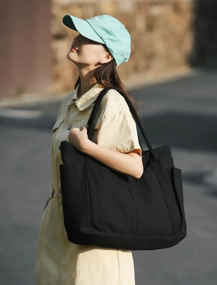 Women Canvas Tote Bags Large Shoulder Hobo Bags Handbags Purse Satchel Purses Multi-pockets Casual Work Bags