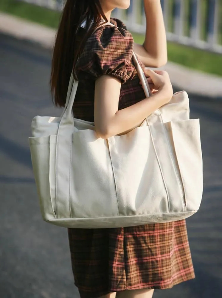 Women Canvas Tote Bags Large Shoulder Hobo Bags Handbags Purse Satchel Purses Multi-pockets Casual Work Bags