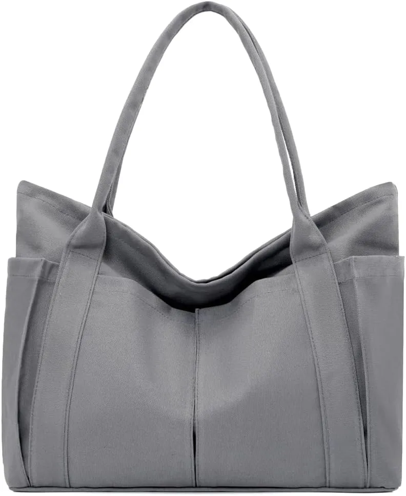 Women Canvas Tote Bags Large Shoulder Hobo Bags Handbags Purse Satchel Purses Multi-pockets Casual Work Bags