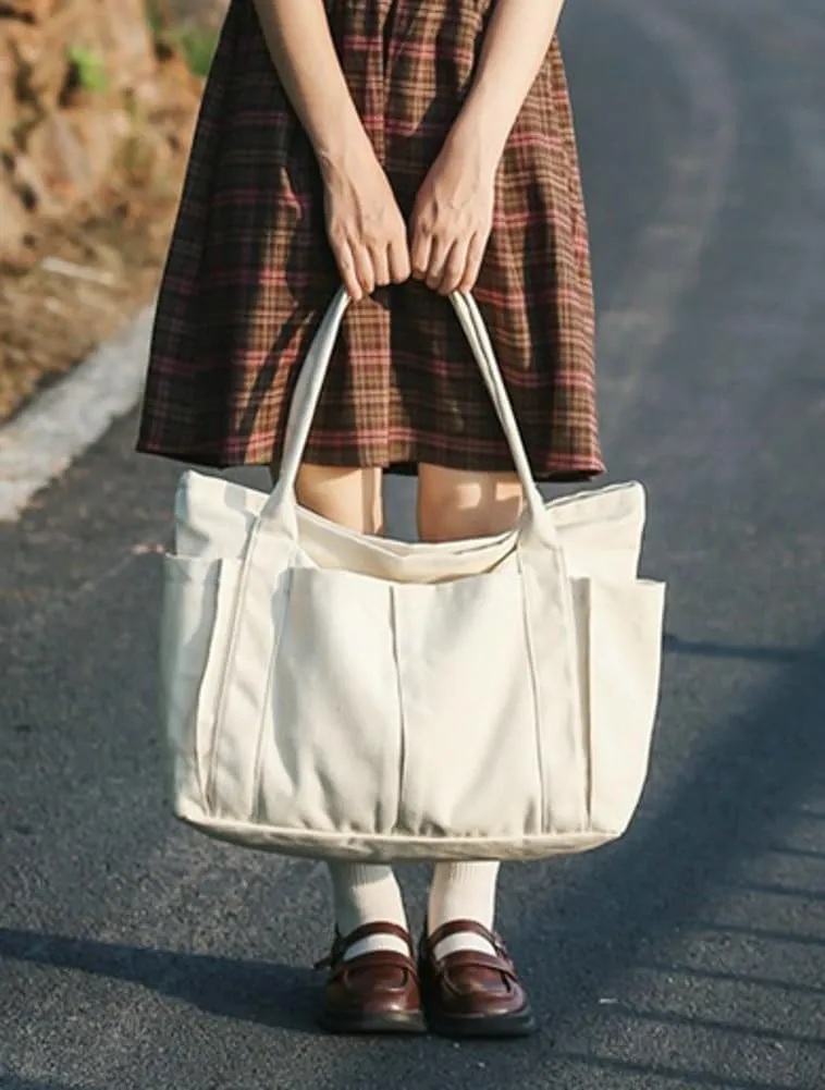 Women Canvas Tote Bags Large Shoulder Hobo Bags Handbags Purse Satchel Purses Multi-pockets Casual Work Bags
