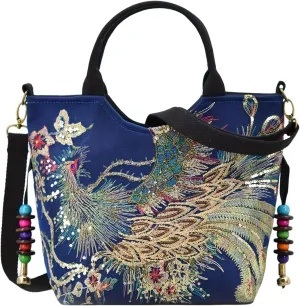 Women Embroidery Handbag Satchel Bag Tote for Party Ladies Dating Outdoor