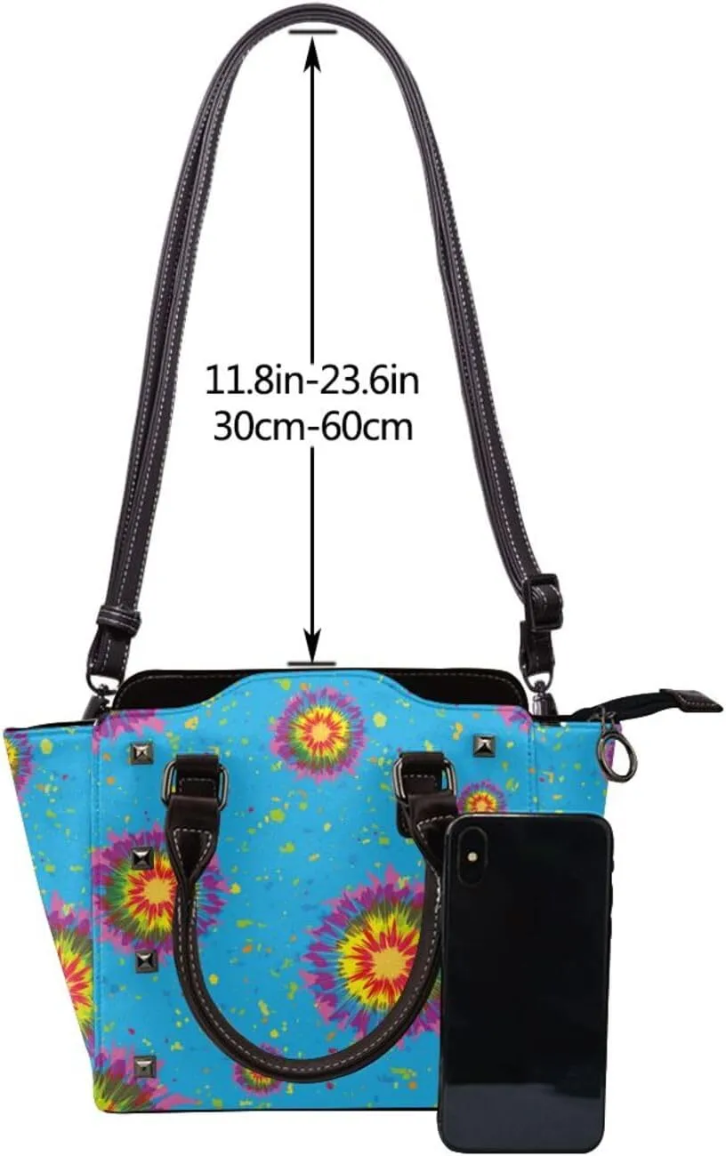 Women Fashion Tote Bag PU Leather Rivet Studded Ladies Purse Shoulder Bag Satchel Work Shopping Bag