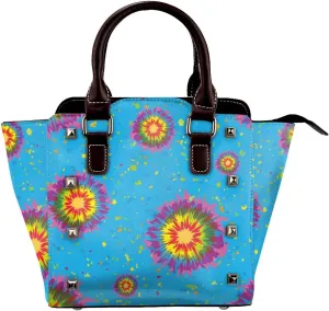 Women Fashion Tote Bag PU Leather Rivet Studded Ladies Purse Shoulder Bag Satchel Work Shopping Bag