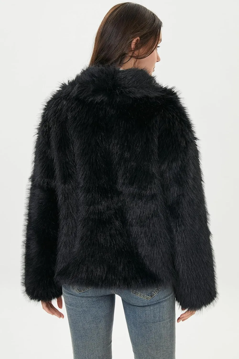 Women Faux Fur Coat Fluffy Jacket Fall Winter Spring Shaggy Shawl Oversized Outerwear