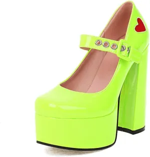 Women Gothic Mary Jane Pumps Studded Buckle PU Leather Ankle Strap Chunky High Heel Platform Shoes