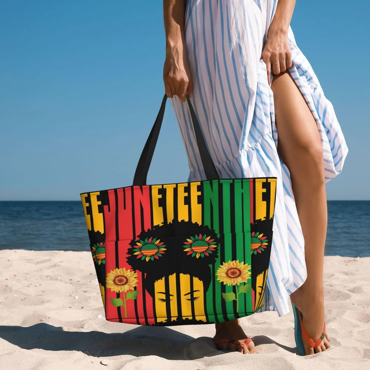 Women Large Beach Bag Travel Weekender Foldable Tote Bag for Pool Beach Vacation Gym