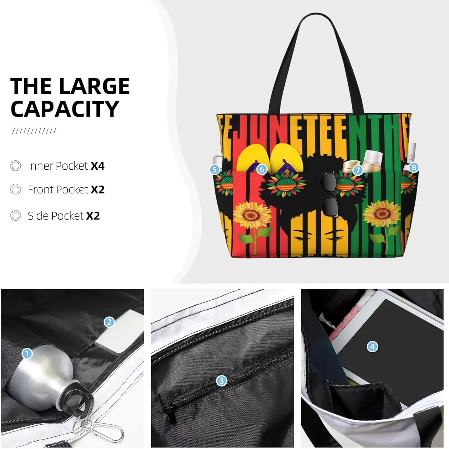 Women Large Beach Bag Travel Weekender Foldable Tote Bag for Pool Beach Vacation Gym