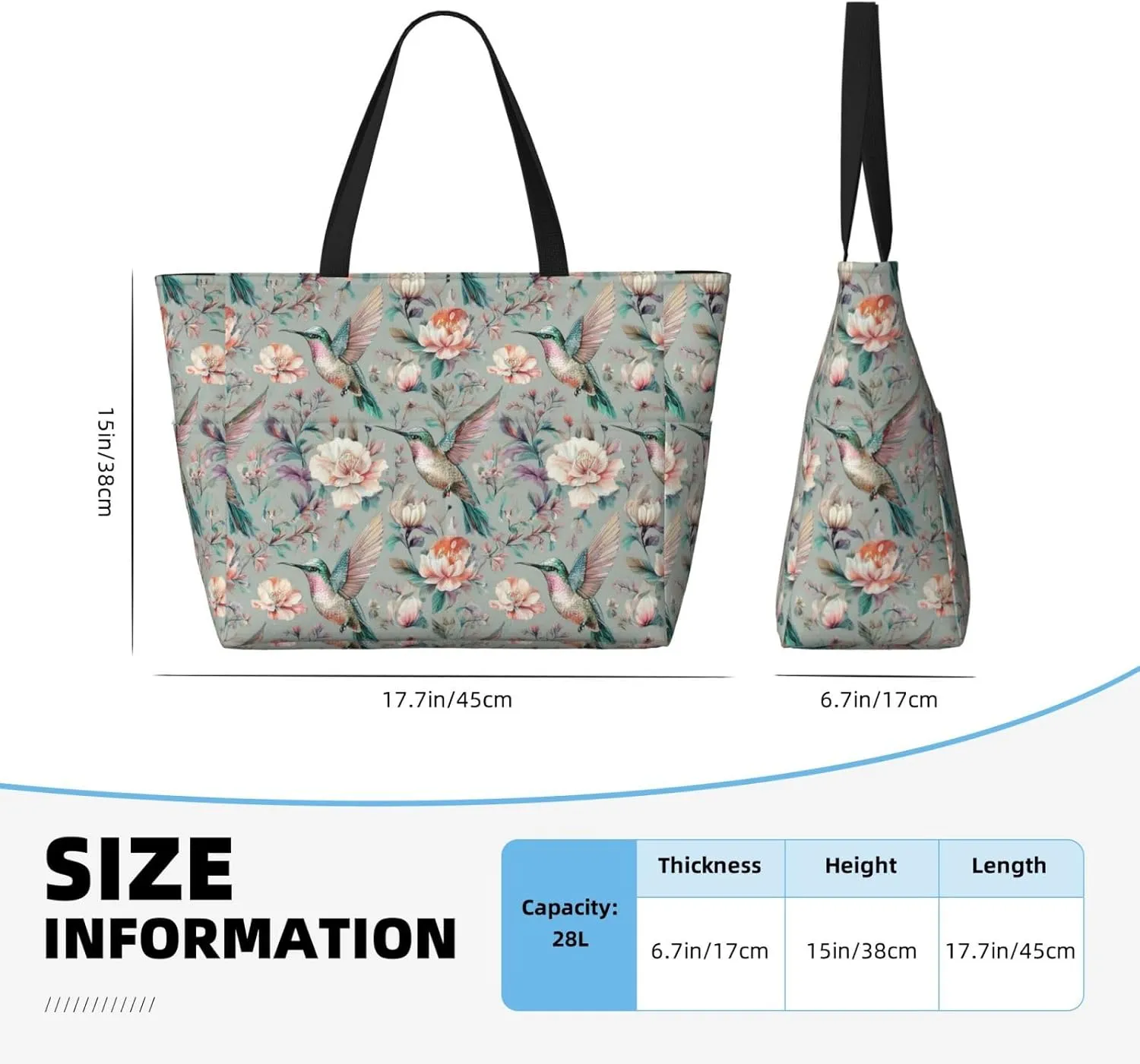 Women Large Beach Bag Travel Weekender Foldable Tote Bag for Pool Beach Vacation Gym