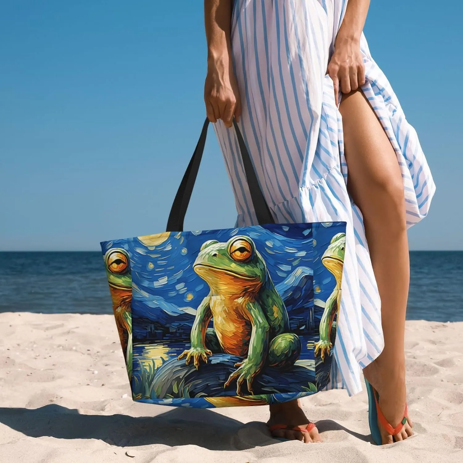 Women Large Beach Bag Travel Weekender Foldable Tote Bag for Pool Beach Vacation Gym
