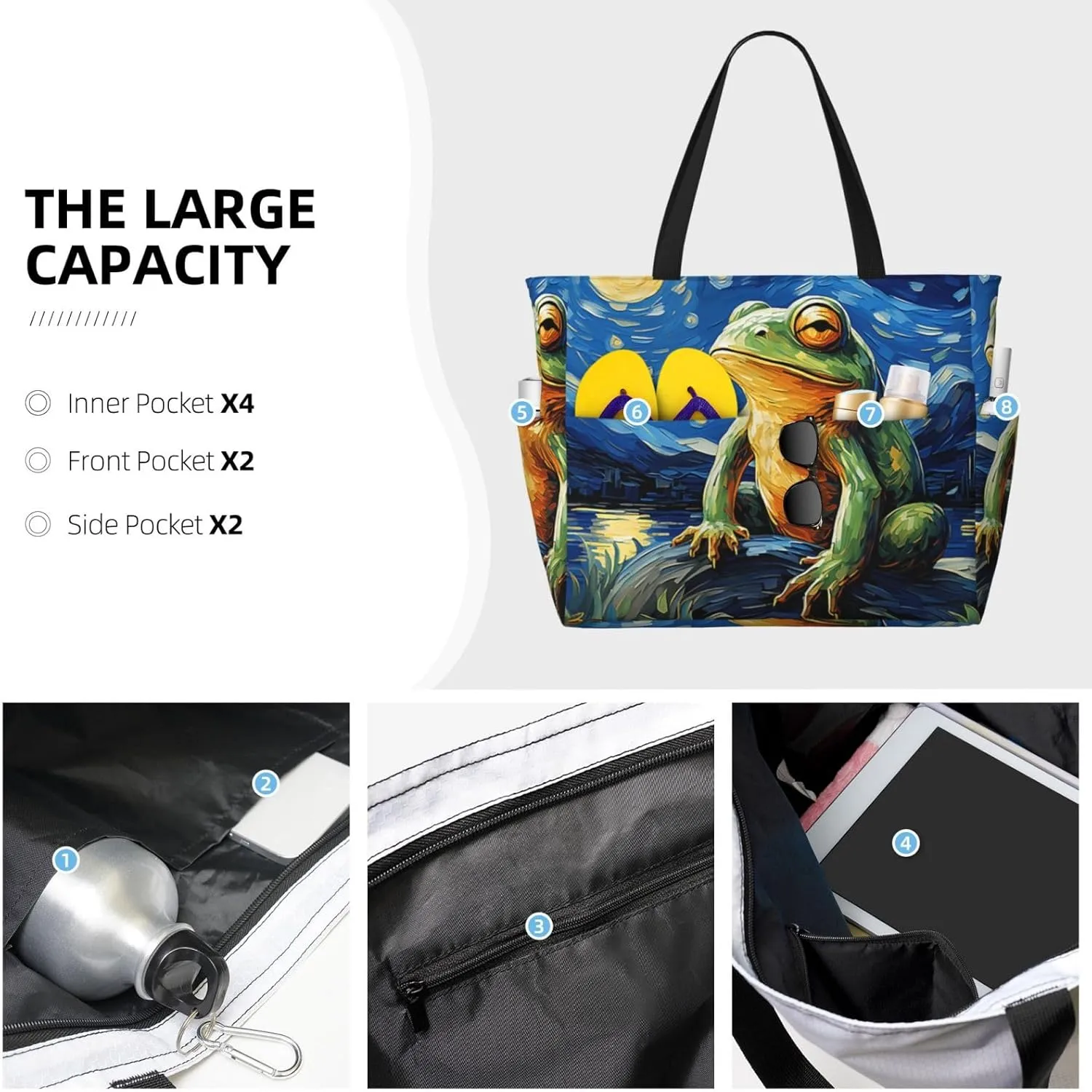 Women Large Beach Bag Travel Weekender Foldable Tote Bag for Pool Beach Vacation Gym