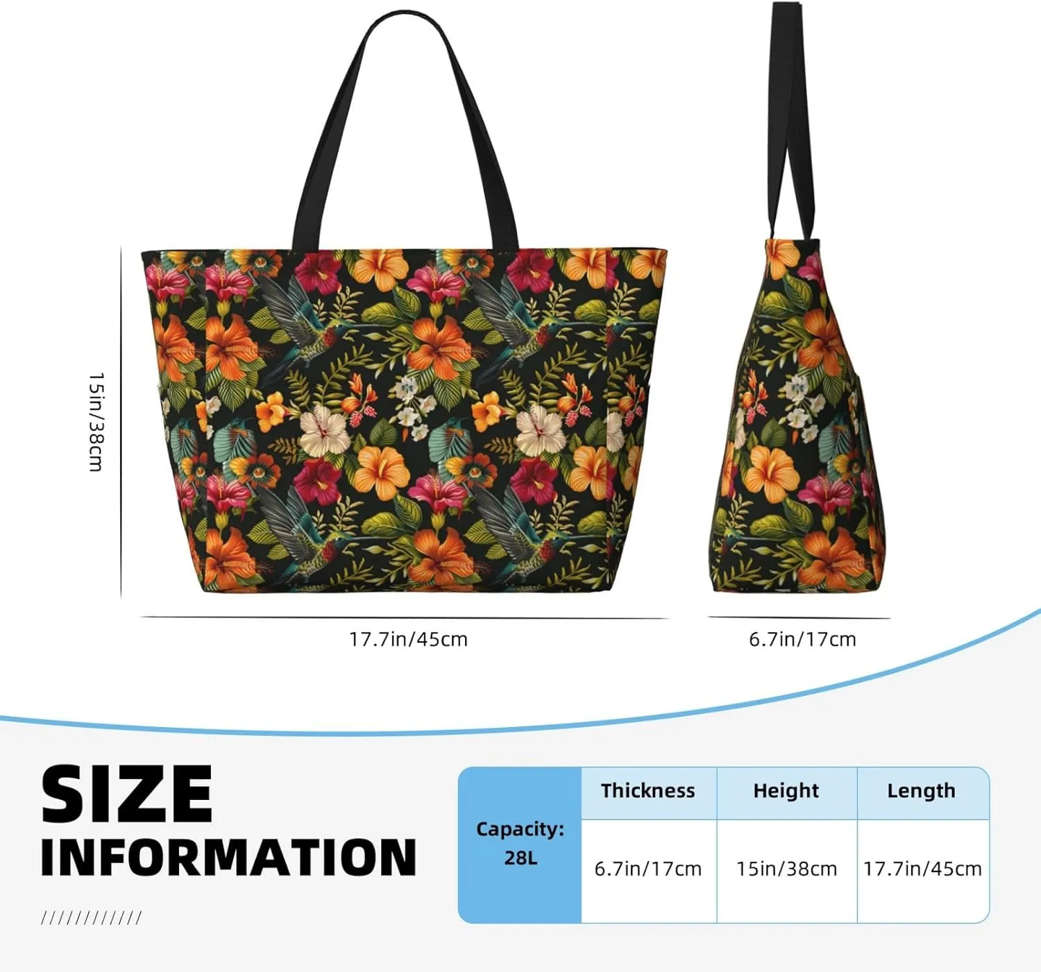 Women Large Beach Bag Travel Weekender Foldable Tote Bag for Pool Beach Vacation Gym