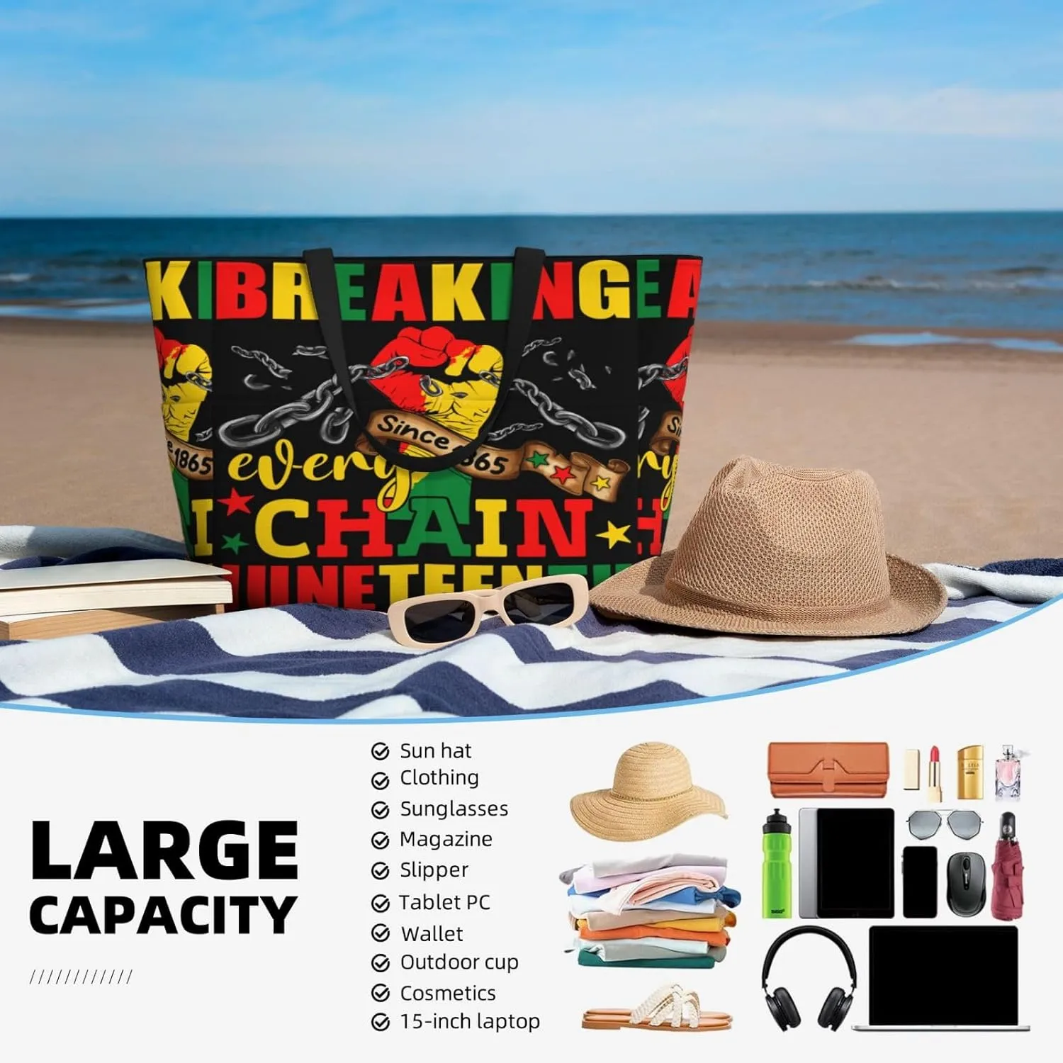 Women Large Beach Bag Travel Weekender Foldable Tote Bag for Pool Beach Vacation Gym