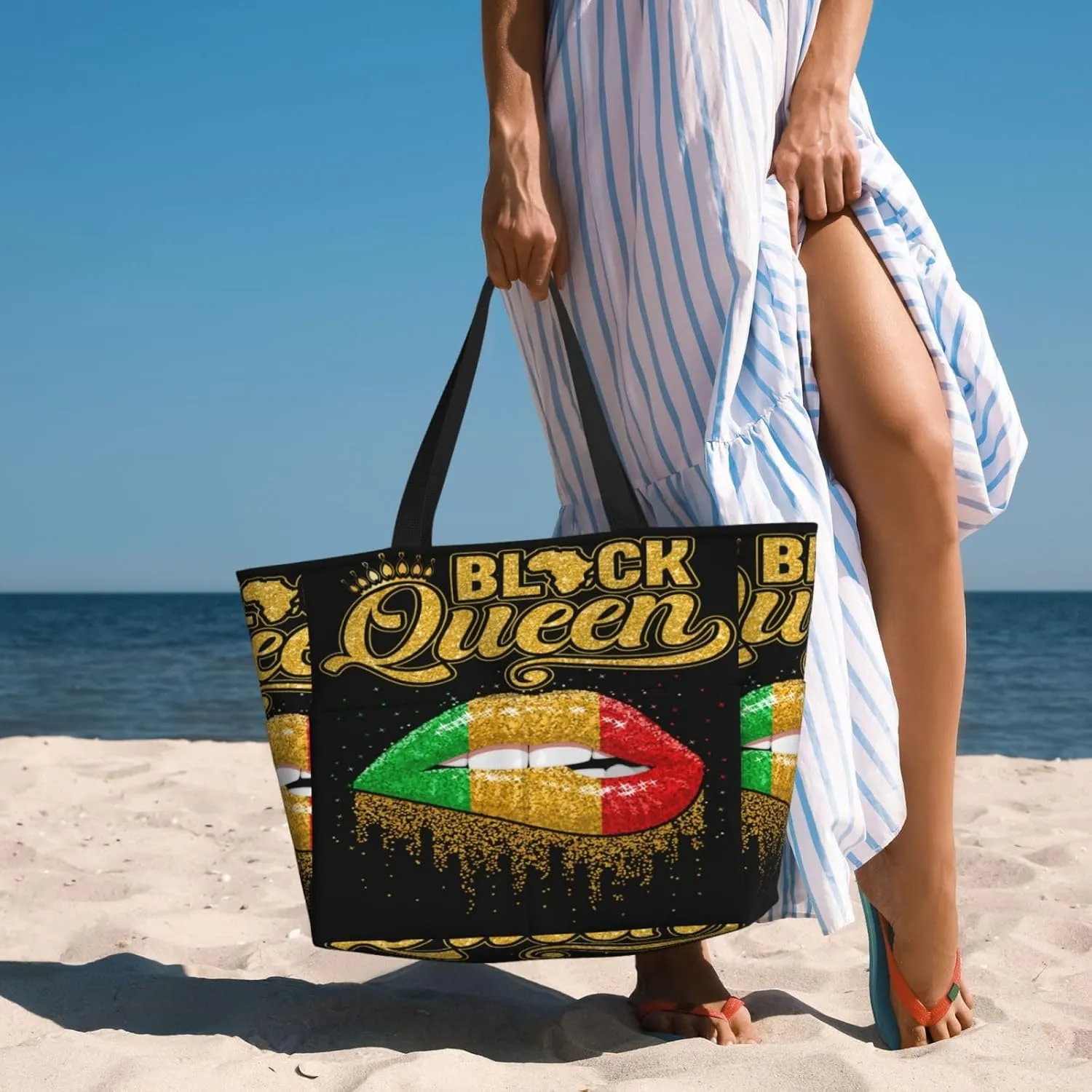 Women Large Beach Bag Travel Weekender Foldable Tote Bag for Pool Beach Vacation Gym