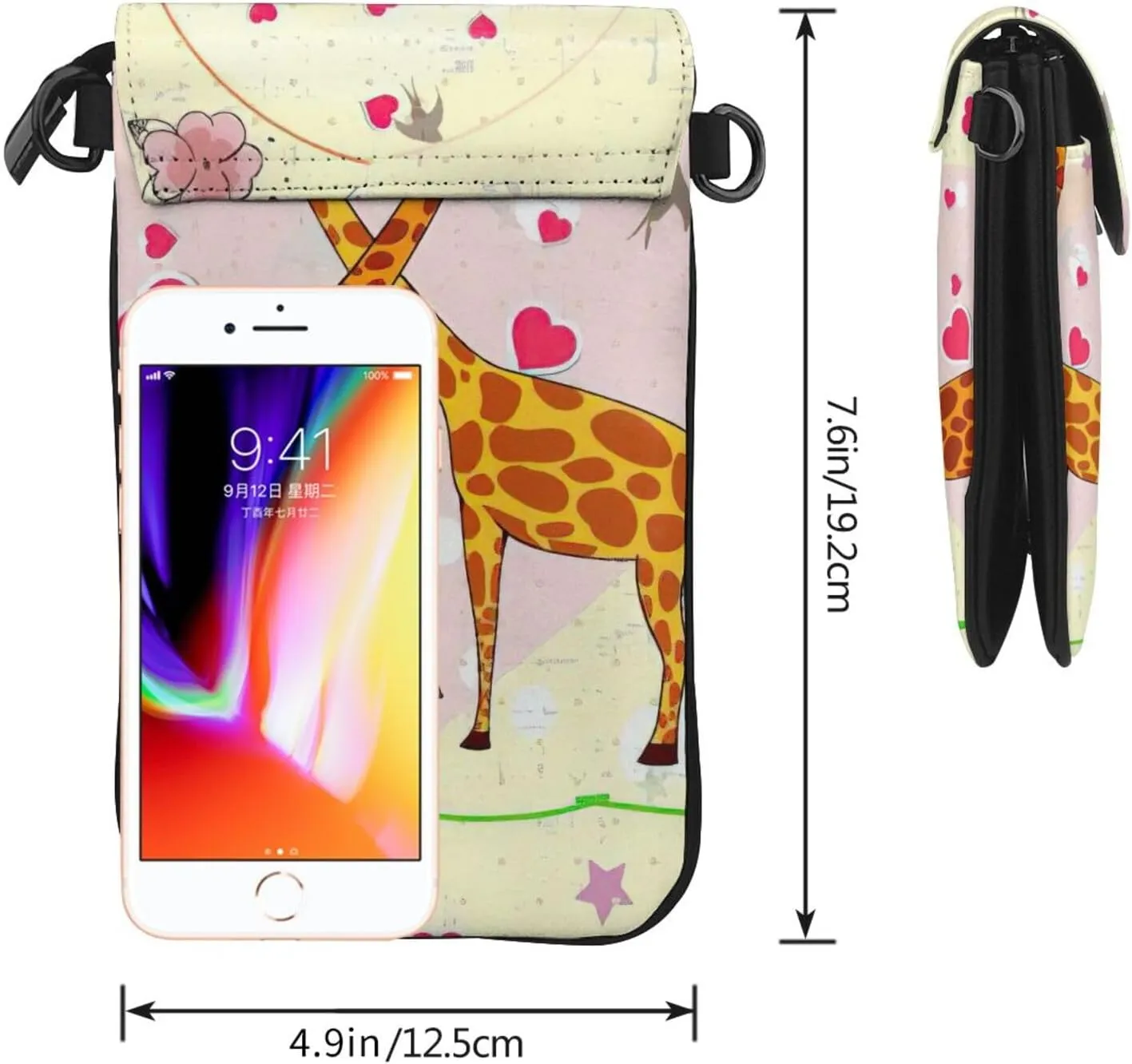 Women PU Leather Kawaii Embroidered Cute Mini Green Military Camo Print Crossbody Cell phone Bag/Coin Purse