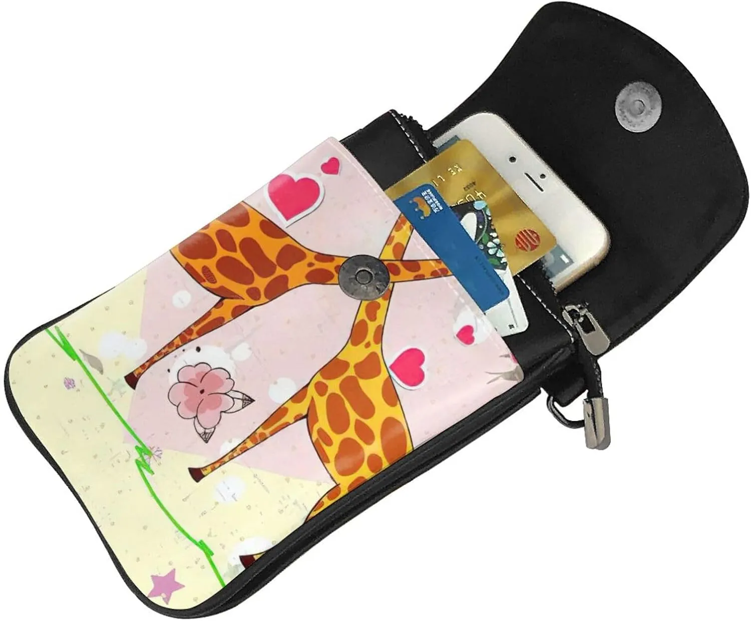 Women PU Leather Kawaii Embroidered Cute Mini Green Military Camo Print Crossbody Cell phone Bag/Coin Purse