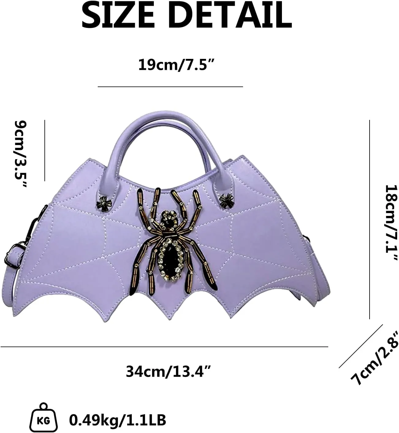 Women Spider Web Purse Novelty Bat Wing Shoulder Bag Unique Halloween Crossbody Bag PU Leather Horror Goth Hangbag
