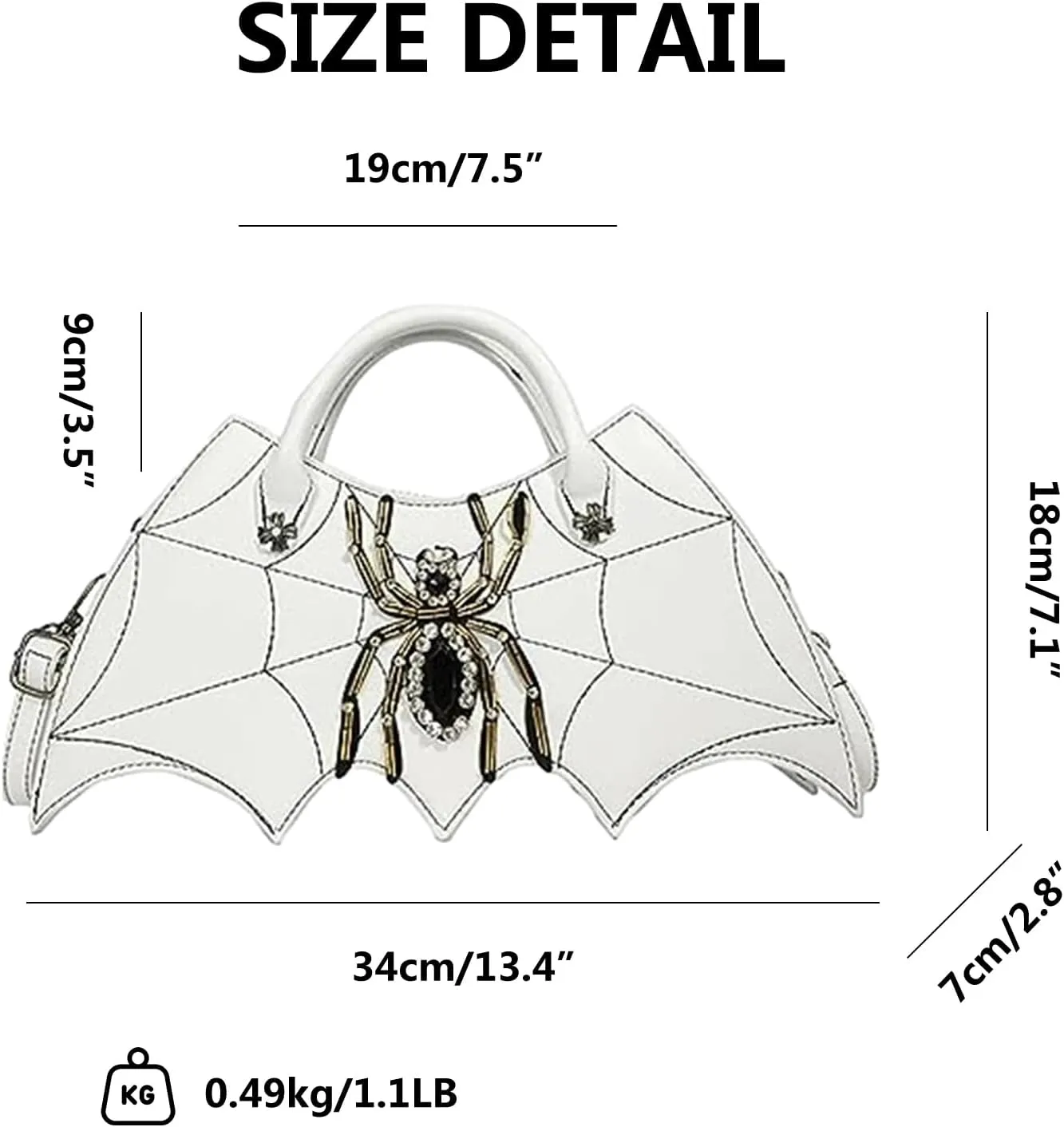 Women Spider Web Purse Novelty Bat Wing Shoulder Bag Unique Halloween Crossbody Bag PU Leather Horror Goth Hangbag