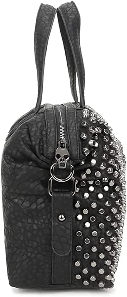 Women Studded Handbag Big Skull Purses Leather Tote Crossbody Shoulder Bag Black