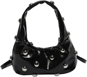 Women Studded Shoulder Bag Pu Leather Rivet Handbag Trendy Underarm Purses Fashion Hobo Bag 2025