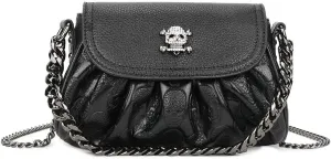 Women Studded Skull Gothic Crossbody Shoulder Bag Travel Leather Small Handbag Cellphone Purse
