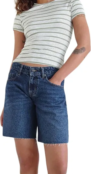 Women Y2k Denim Carpenter Shorts Vintage Low Waisted Wide Leg Baggy Jean Shorts with Pockets Retro Loose Fit Long Jorts