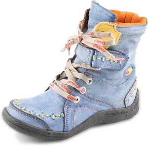 Women's Ankle Boots PU and Leather Patchwork with Handstitching Upper Lace-Up Mid-calf Boots