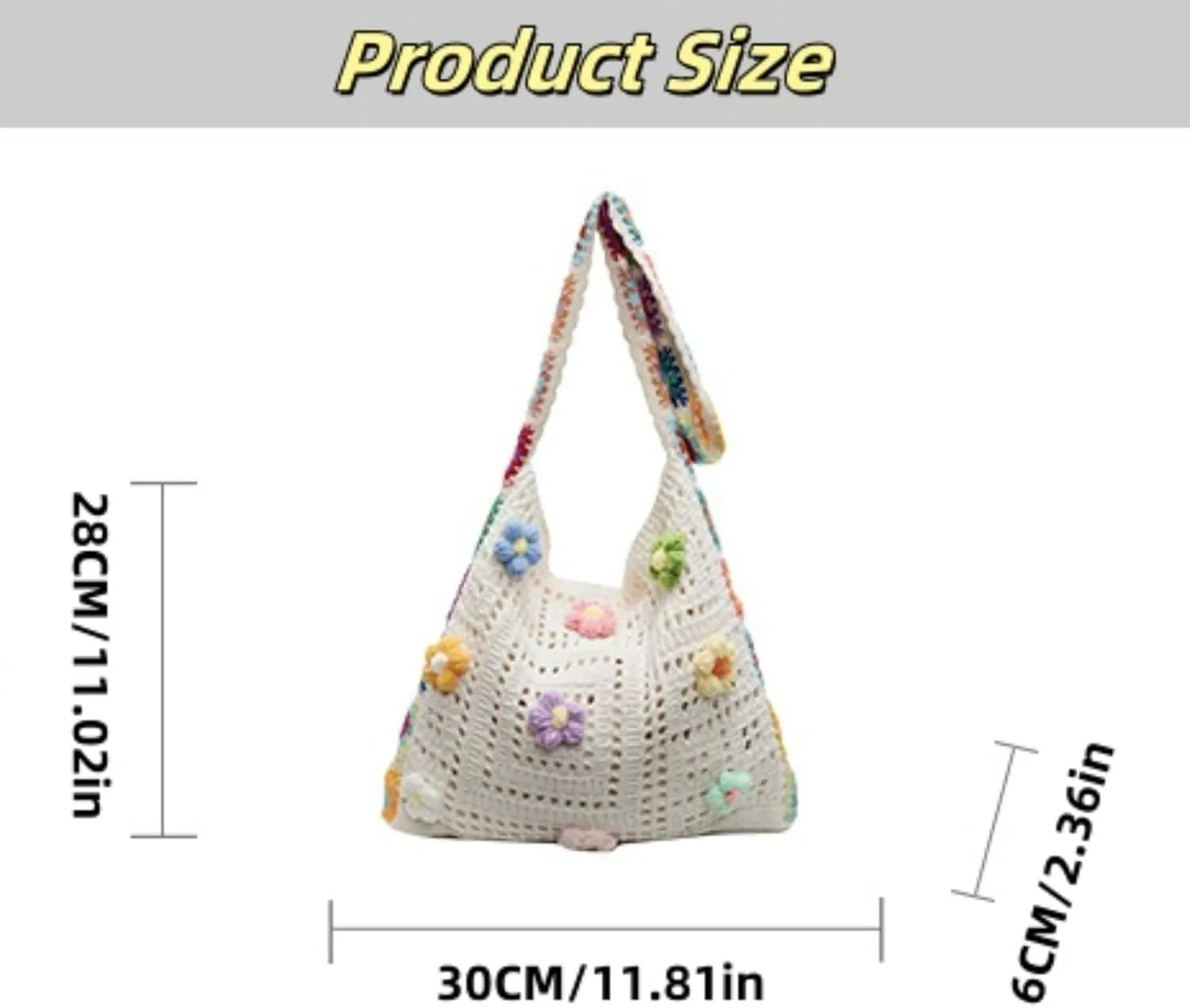 Women's Boho Embroidery Crossbody Bag Hollow Out Crochet Knit Shoulder Bag Knited Bag Handbag Summer Beach Tote