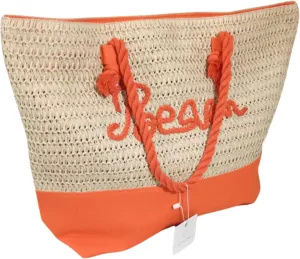 Women's Coastal Straw Tote – Lightweight, Large Capacity & Embroidered Beach Detail