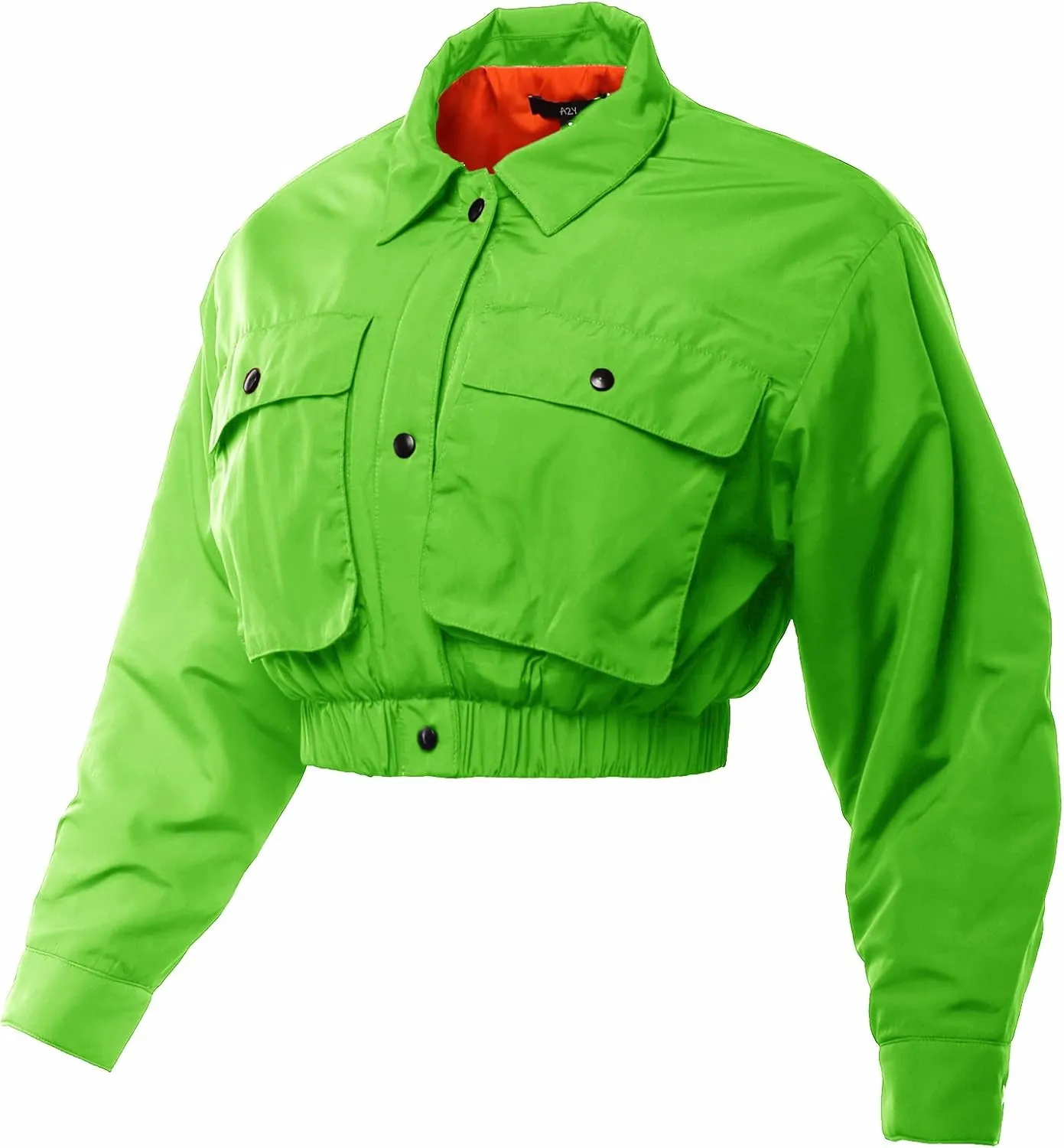 Women's Cropped Front Two Pocket Snap Quilted Padding Bomber Jacket