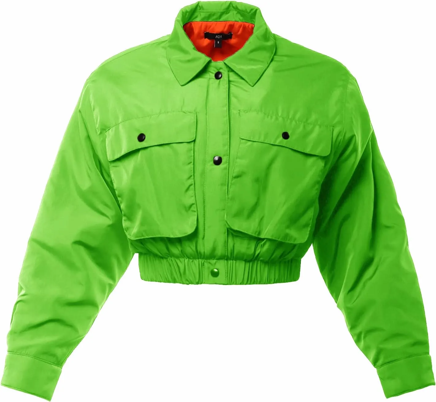 Women's Cropped Front Two Pocket Snap Quilted Padding Bomber Jacket