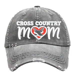 Women's Cross Country Mom Hat, Baseball or High Ponytail Cap, Spirit Wear, Running Shoes with Heart, Grey or Black