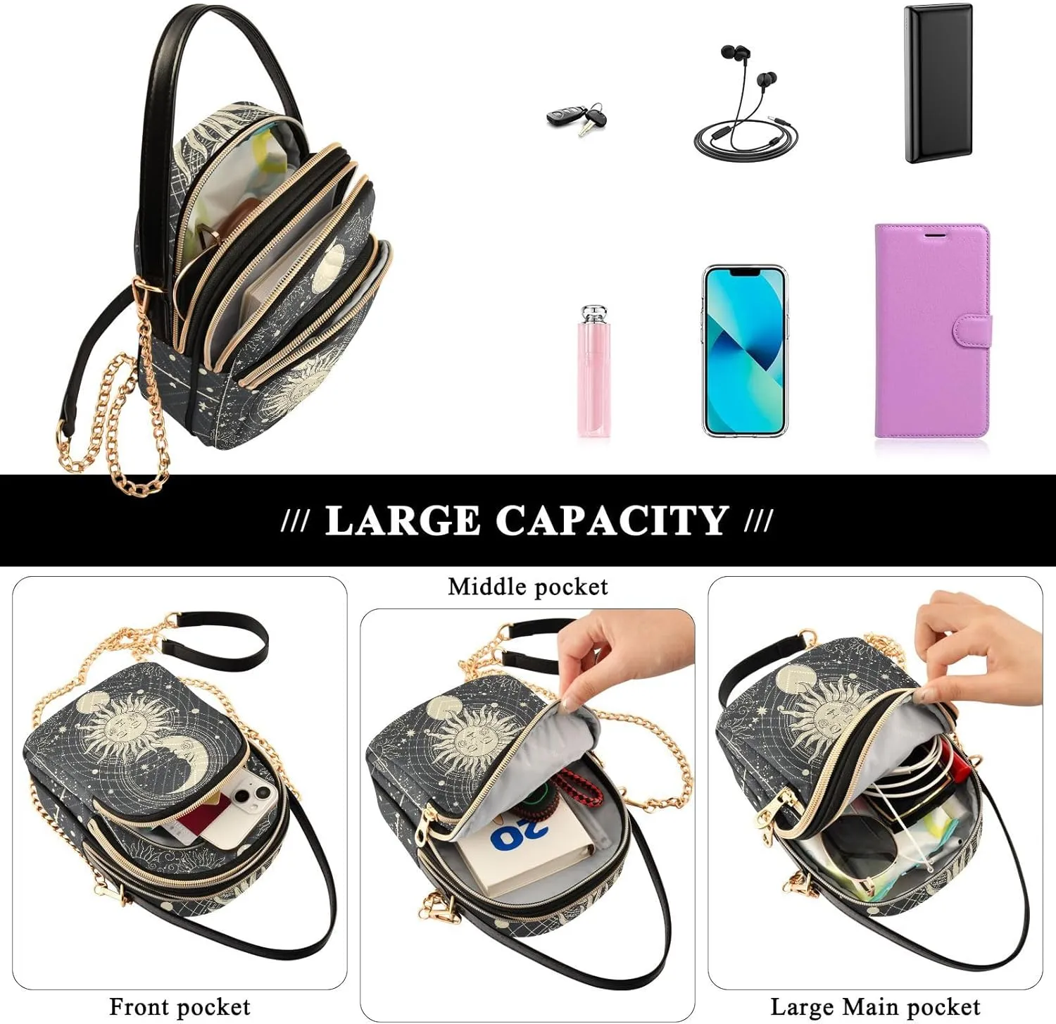 Women's Crossbody Handbags with Zipper Casual Leather Small Travel Purses Crossbody Bags for Ladies