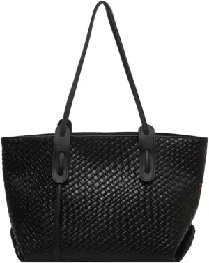 Womens Fashion Luxury Large Leather Woven Leather Tote Handbag Shoulder Bag Women Top Handle Satchel Handbag Work