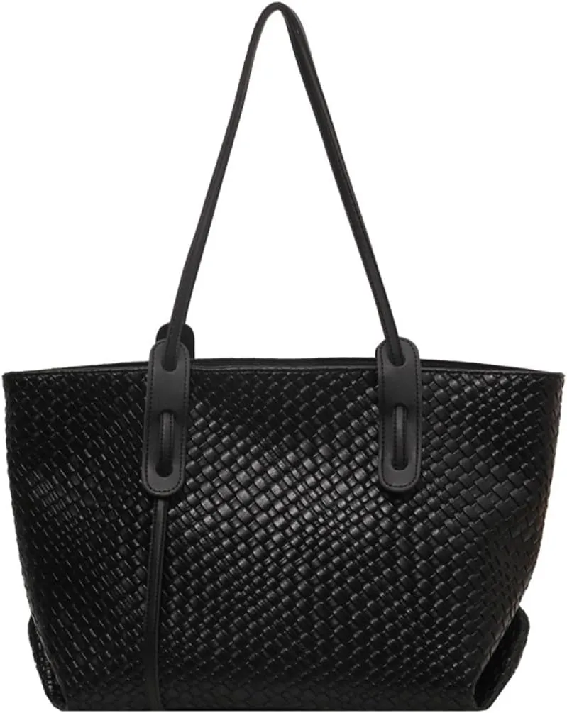 Womens Fashion Luxury Large Leather Woven Leather Tote Handbag Shoulder Bag Women Top Handle Satchel Handbag Work