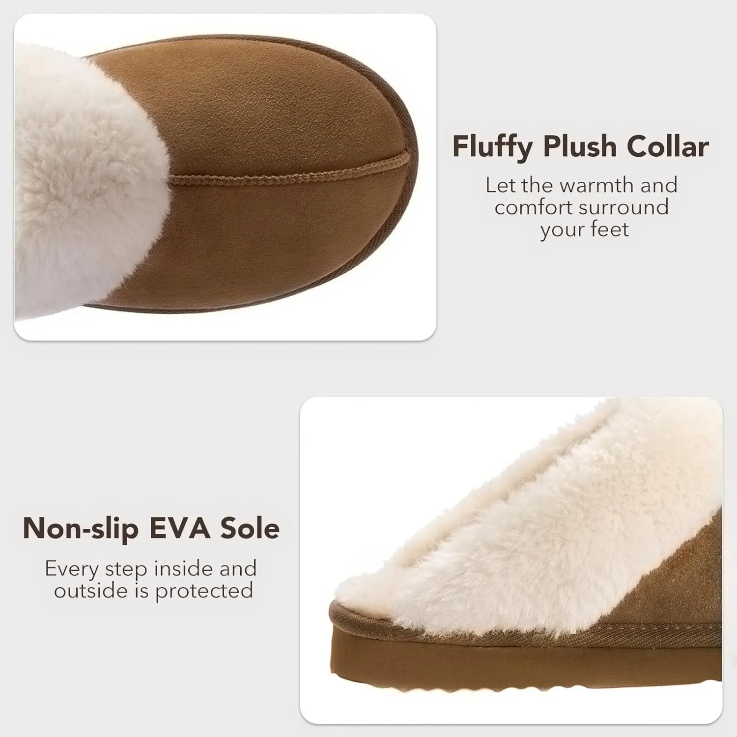Women's Fuzzy Slippers, Warm and Cozy Slip On Fluffy Winter House Shoes for Women, Comfy Faux Suede Ladies House Slippers Indoor and Outdoor with Memory Foam