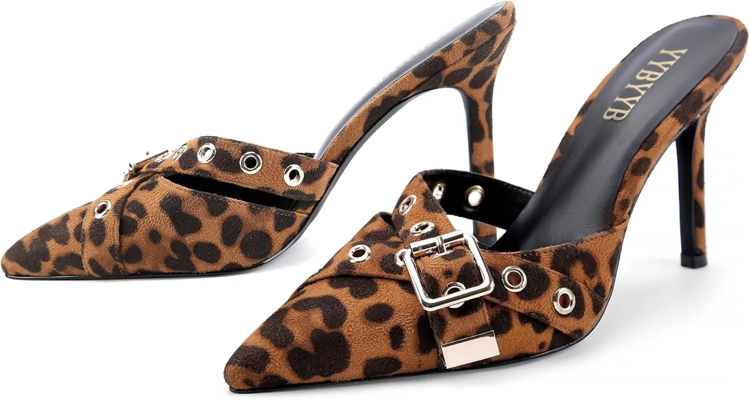 Women's High Heels Pointed Closed Toe Mule Heels Bow Studded Stiletto Heel Dress Bridal Elegant Wedding Sexy Party Pumps shoes