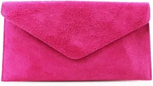Womens Ladies Real Suede Leather Envelope Clutch Evening Shoulder Chain Bag