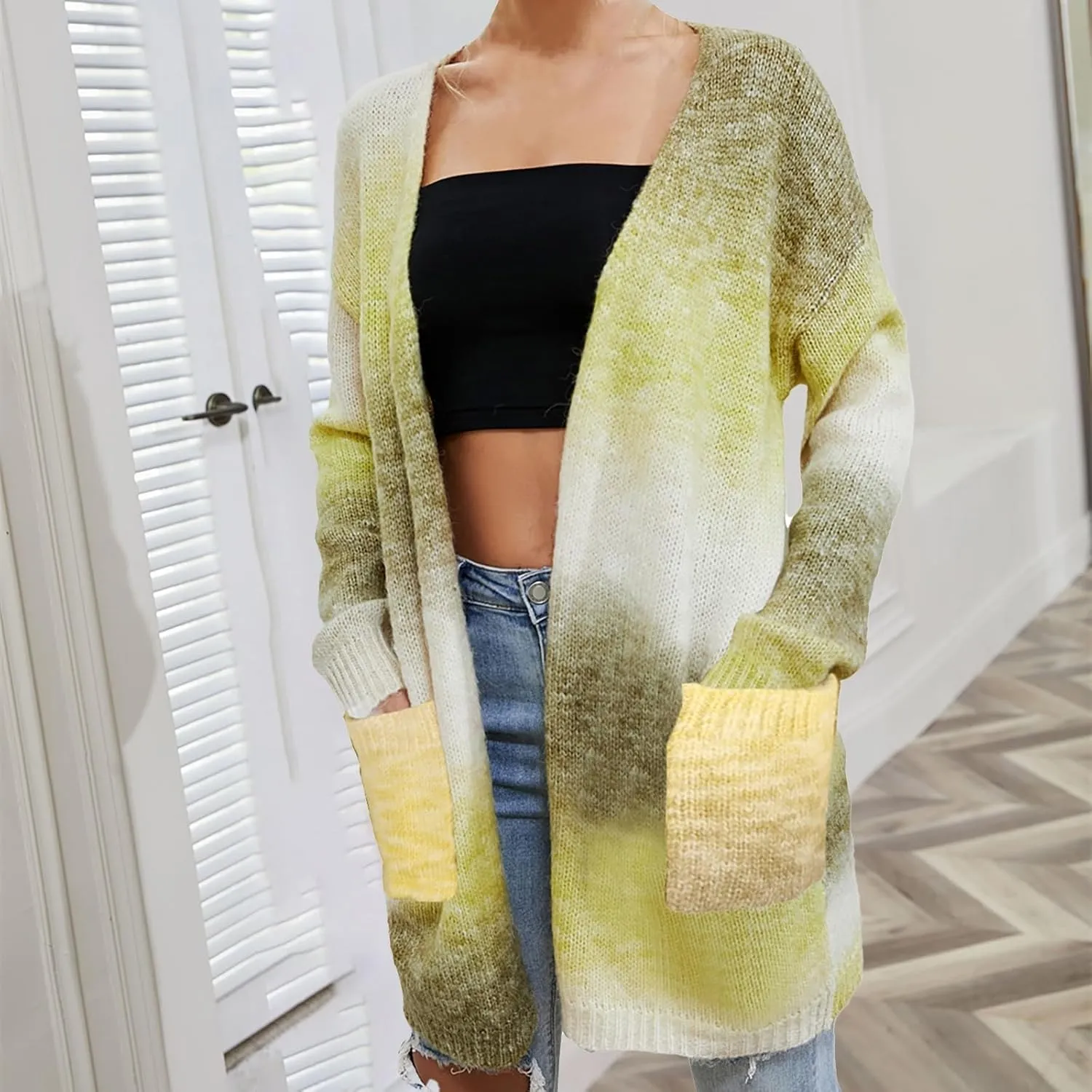 Womens Oversized Cardigan Sweaters Button Down Knit Fashion Sweater Fall Casual Lightweight Open Front Outwear