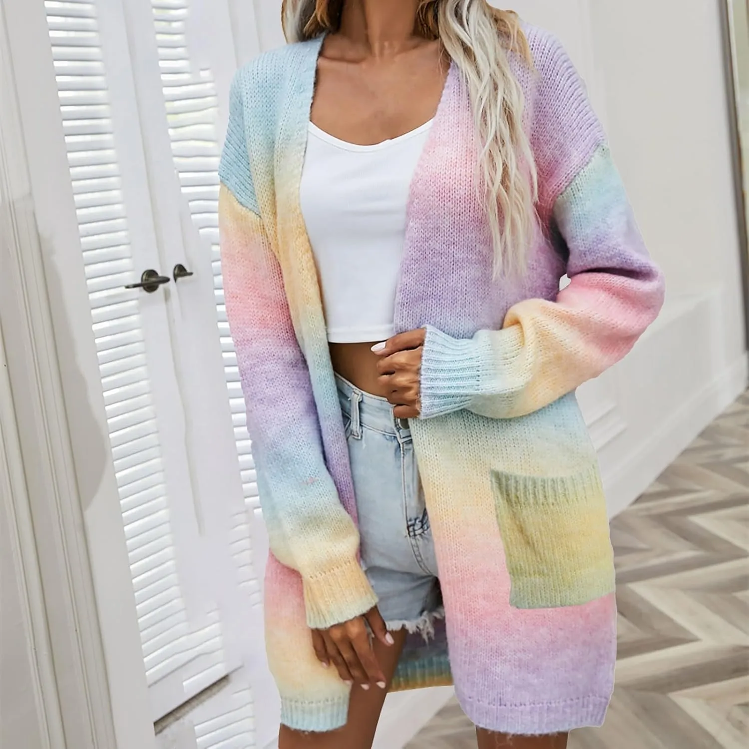 Womens Oversized Cardigan Sweaters Button Down Knit Fashion Sweater Fall Casual Lightweight Open Front Outwear