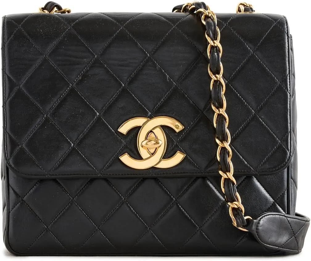 Women's Pre-Loved Chain Shoulder Bag Lambskin Leather
