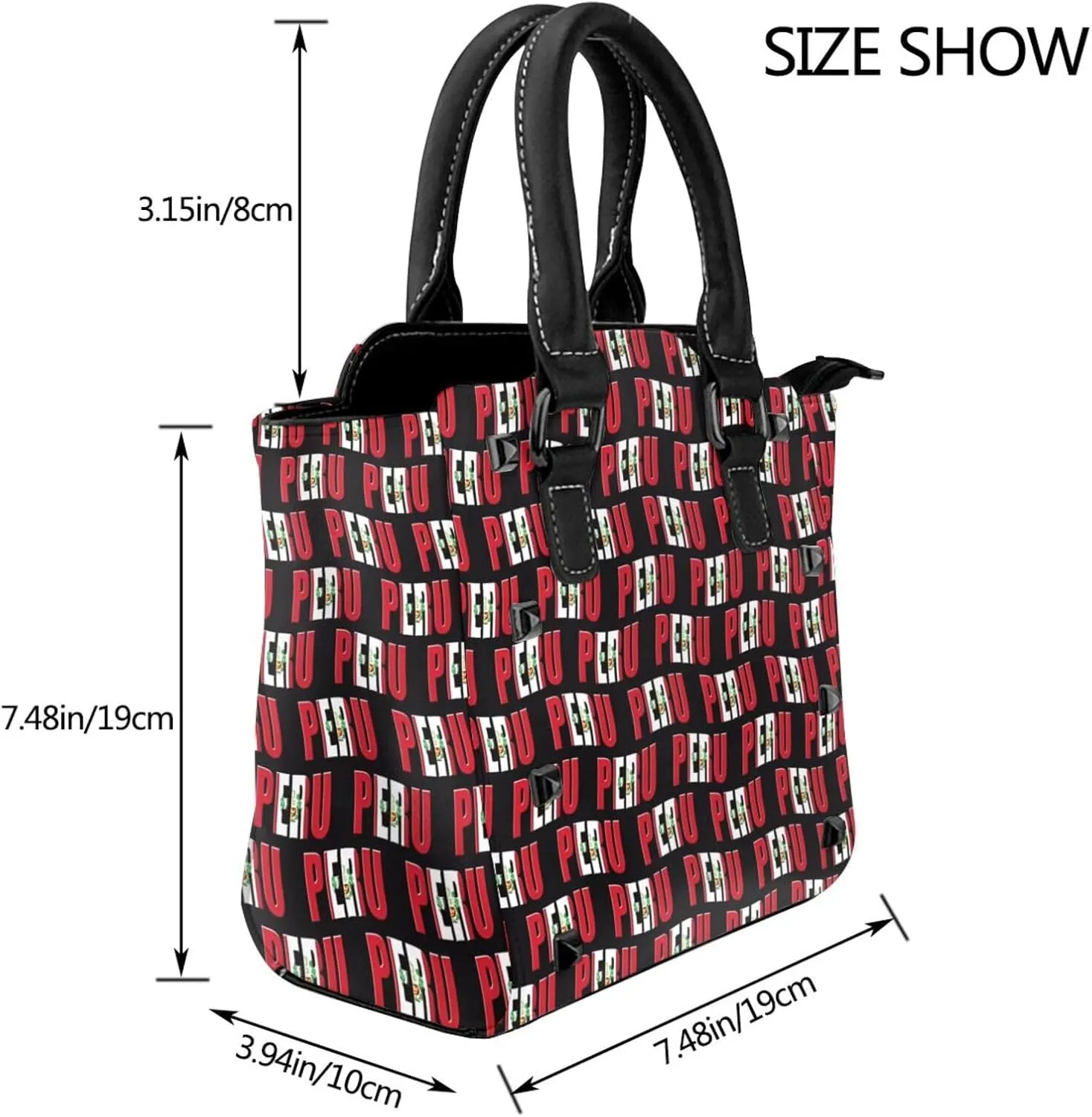 Women's Pu Leather Handbag Rivet Shoulder Bag Studded Top Handle Satchel Crossbody Tote Bag Punk Bag Purse