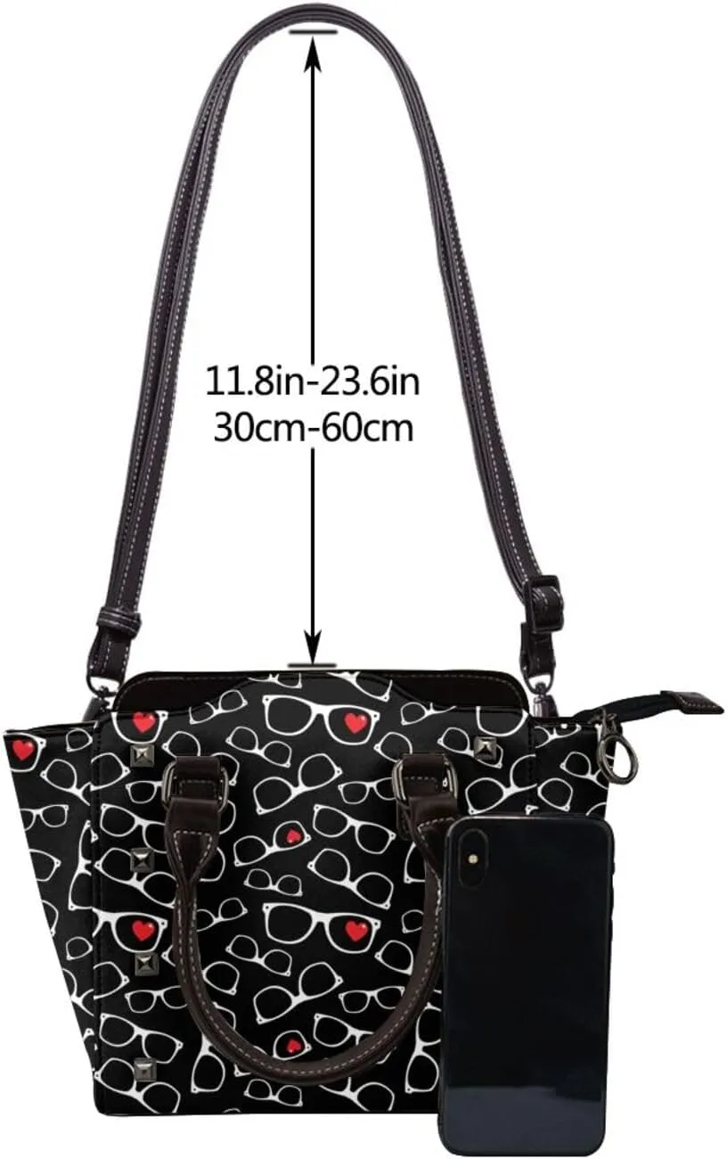 Women's Pu Leather Handbag Rivet Shoulder Bag Studded Top Handle Satchel Crossbody Tote Bag Punk Bag Purse
