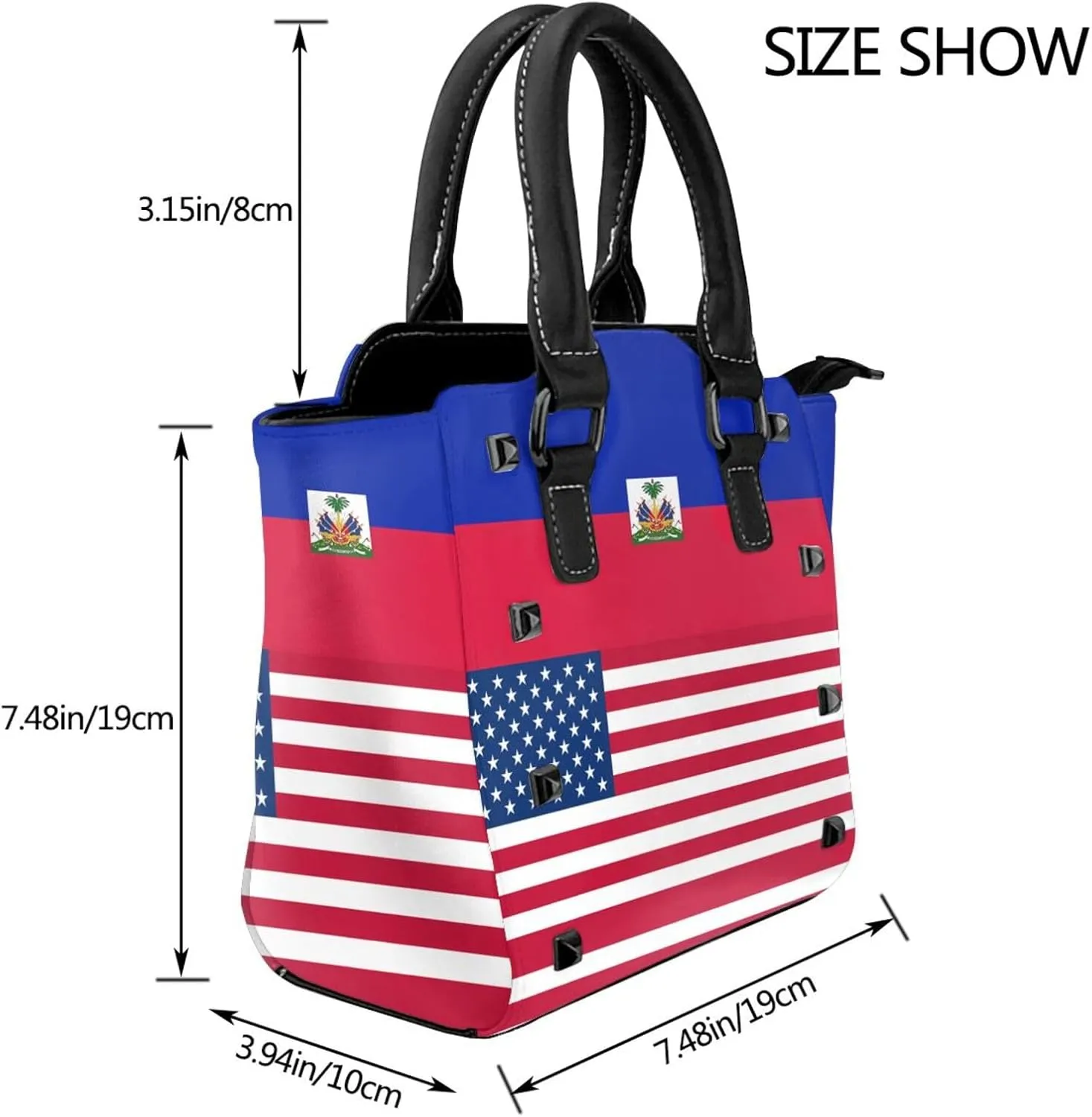 Women's Pu Leather Handbag Rivet Shoulder Bag Studded Top Handle Satchel Crossbody Tote Bag Punk Bag Purse