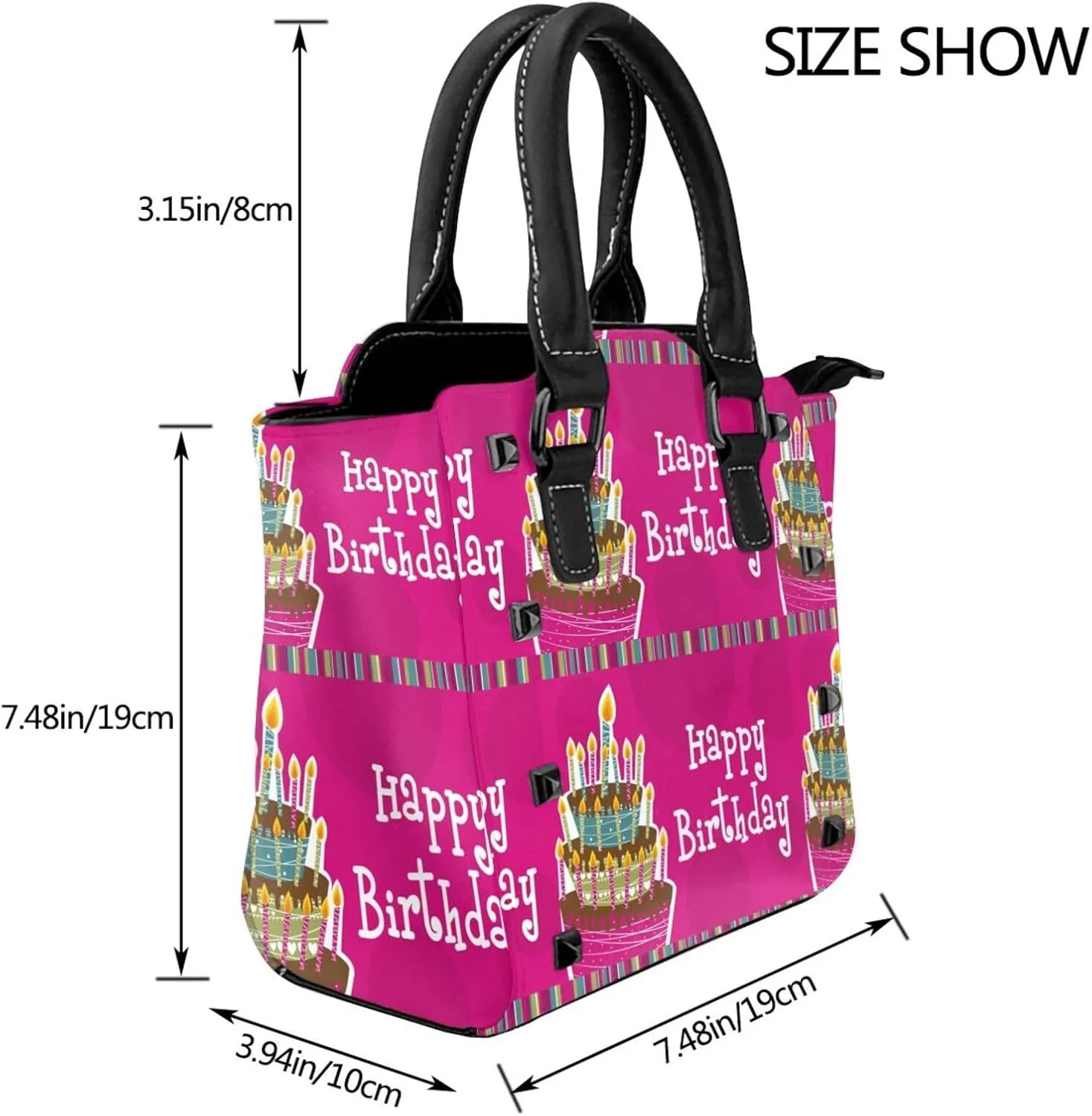 Women's Pu Leather Handbag Rivet Shoulder Bag Studded Top Handle Satchel Crossbody Tote Bag Punk Bag Purse