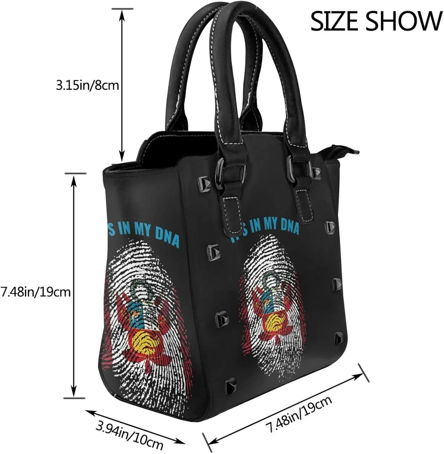 Women's Pu Leather Handbag Rivet Shoulder Bag Studded Top Handle Satchel Crossbody Tote Bag Punk Bag Purse
