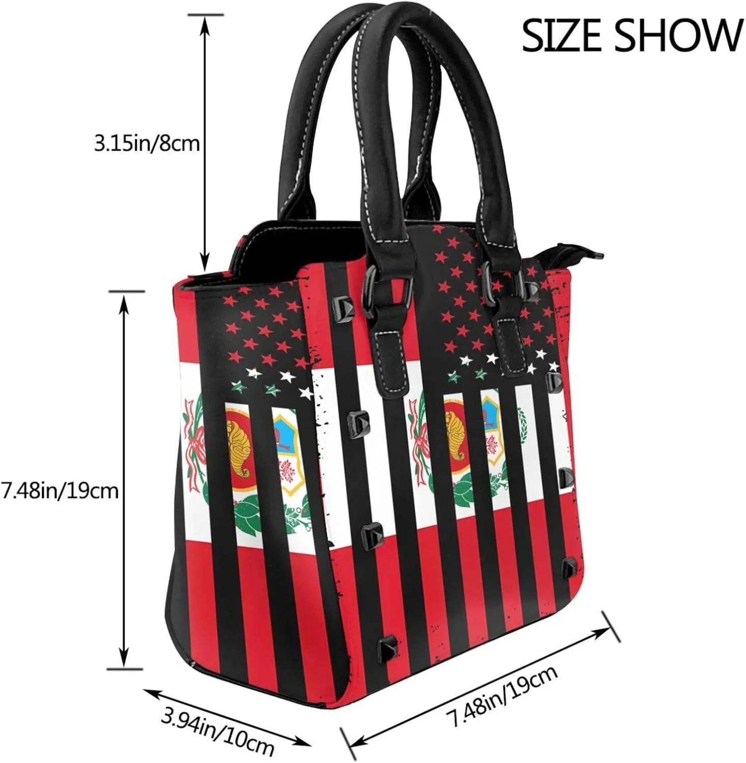 Women's Pu Leather Handbag Rivet Shoulder Bag Studded Top Handle Satchel Crossbody Tote Bag Punk Bag Purse
